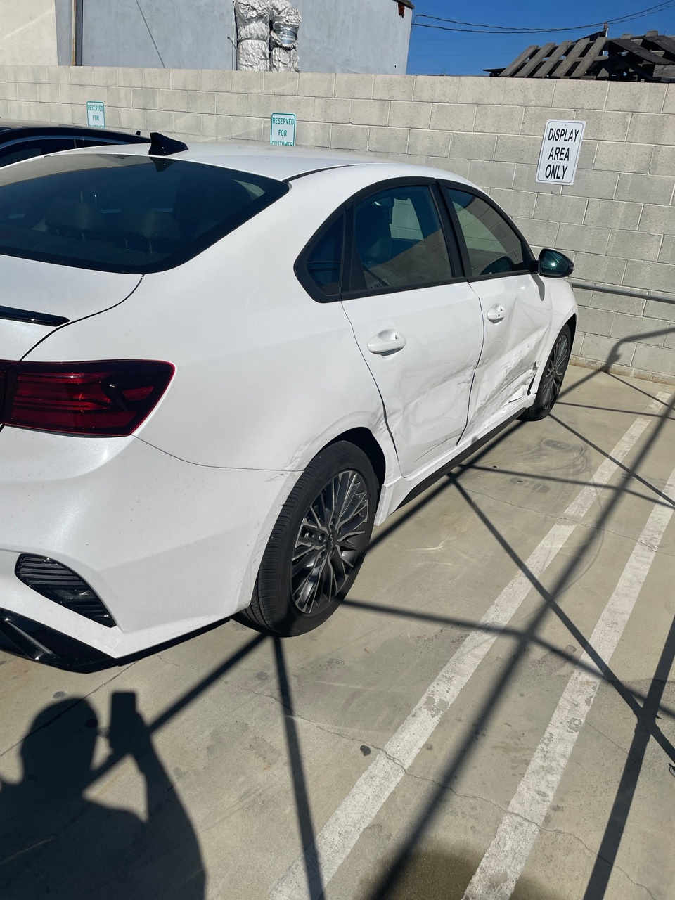 Side-swipe damage — before repair